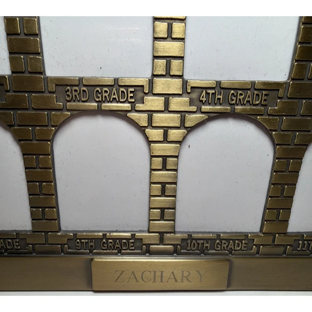 Vintage Brass Brick School House Picture Frame K-12 by Lillian Vernon ZACHARY